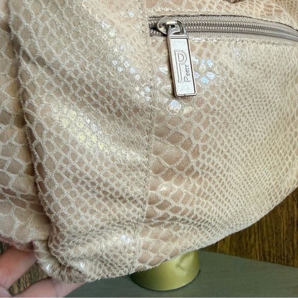 Vintage Y2K Pinky Miami‎ Faux Snakeskin Textured Fabric Shoulder Bag Beige 90s - Picture 3 of 9